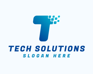 Tech Pixel Letter T logo design