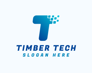 Tech Pixel Letter T logo design