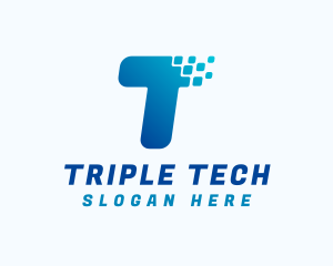 Tech Pixel Letter T logo design