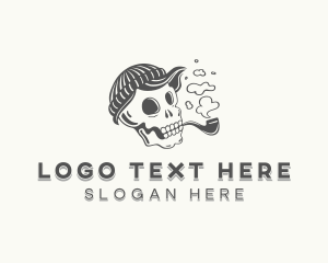 Smoking Skull Hipster logo