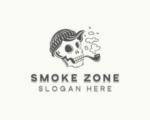 Smoking Skull Hipster logo design