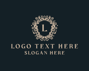 Luxury Floral Shield Ornament logo