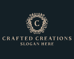 Luxury Floral Shield Ornament logo design