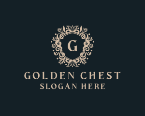 Luxury Floral Shield Ornament logo design