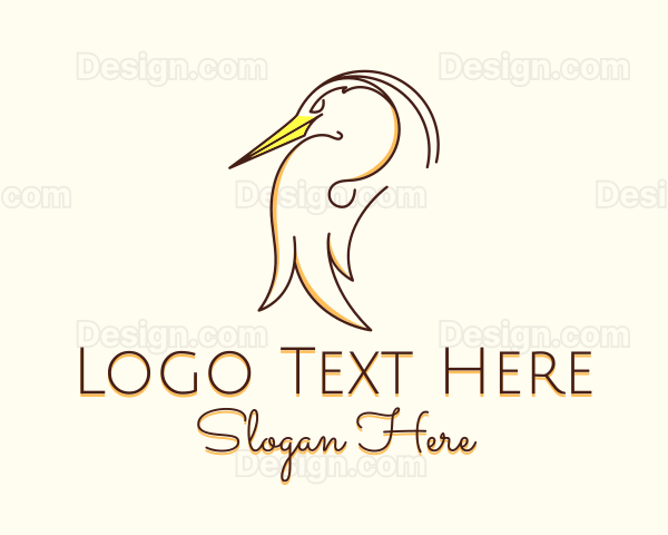 Stork Bird Line Art Logo