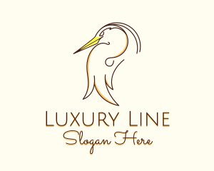 Stork Bird Line Art logo design