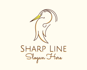 Stork Bird Line Art logo design