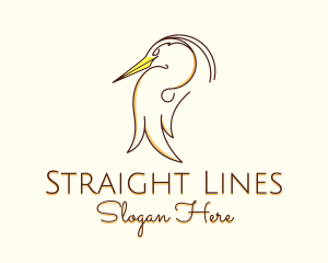 Stork Bird Line Art logo design