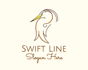 Stork Bird Line Art logo design