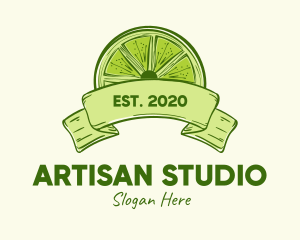 Rustic Green Lime Slice logo design