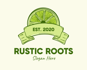 Rustic Green Lime Slice logo design