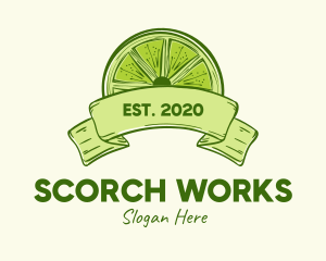 Rustic Green Lime Slice logo design