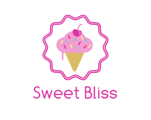 Cherry Sprinkles Ice Cream  logo design