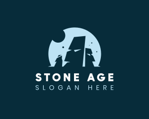 Moai Stone Statue logo design