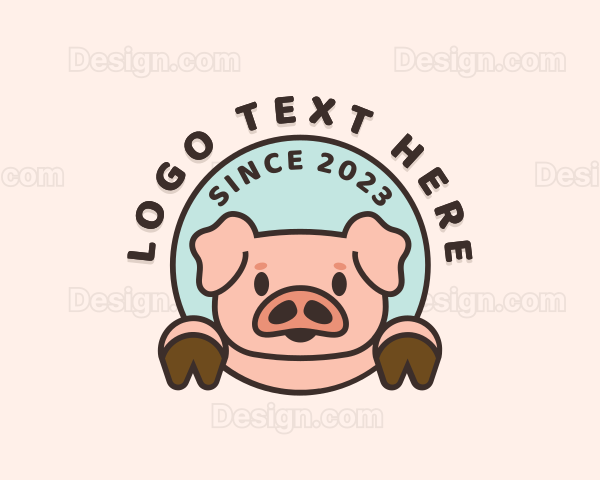 Cute Happy Piglet Logo