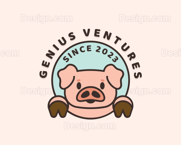 Cute Happy Piglet Logo