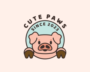 Cute Happy Piglet logo design