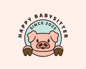 Cute Happy Piglet logo design