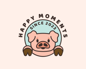 Cute Happy Piglet logo design