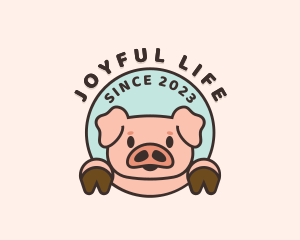 Cute Happy Piglet logo design