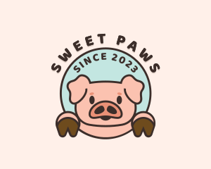 Cute Happy Piglet logo design