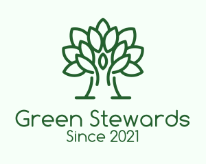 Green Symmetric Tree  logo design