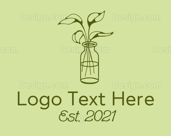 Green Plant Vase Line Logo