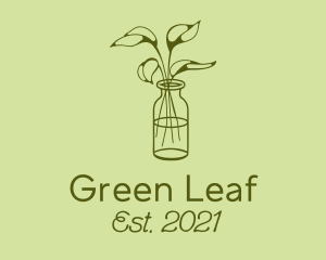 Green Plant Vase Line logo design
