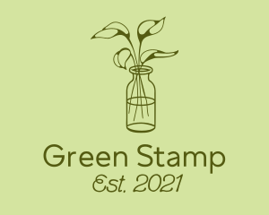 Green Plant Vase Line logo design