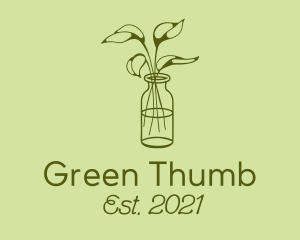 Green Plant Vase Line logo design