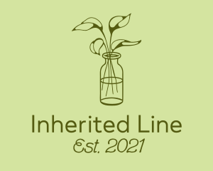 Green Plant Vase Line logo design