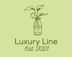 Green Plant Vase Line logo design