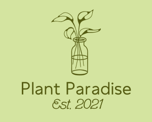 Green Plant Vase Line logo design