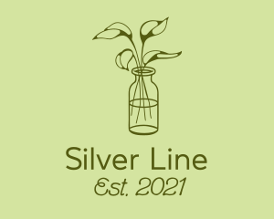 Green Plant Vase Line logo design