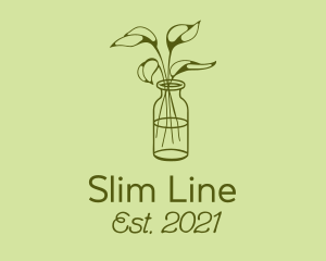 Green Plant Vase Line logo design