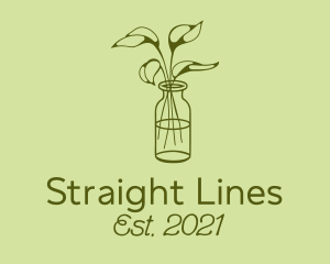 Green Plant Vase Line logo design