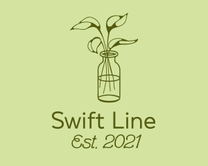 Green Plant Vase Line logo design