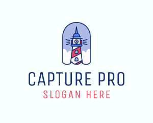 Camera Lighthouse Tower logo design