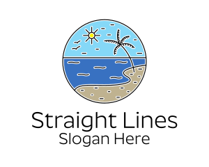 Tropical Beach Line Art logo design