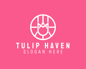 Geometric Tulip Badge logo design