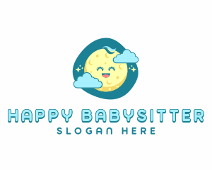 Cute Happy Moon logo design