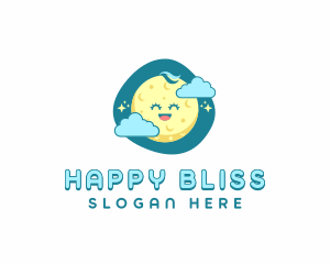 Cute Happy Moon logo design