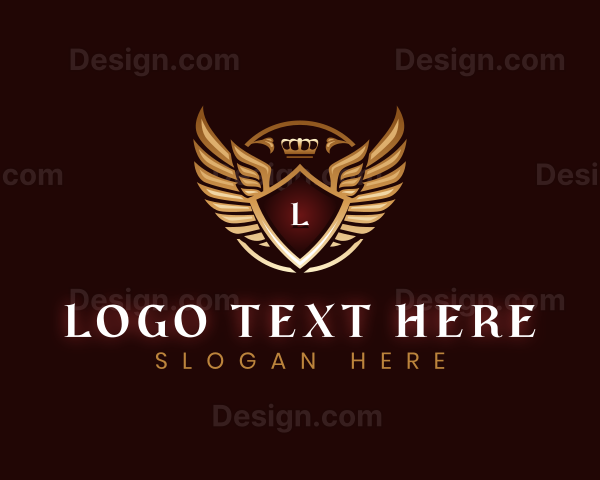 Luxury Shield  Crown Wings Logo