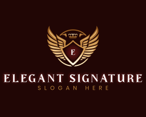 Luxury Shield  Crown Wings logo design