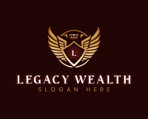 Luxury Shield  Crown Wings logo design