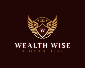 Luxury Shield  Crown Wings logo design