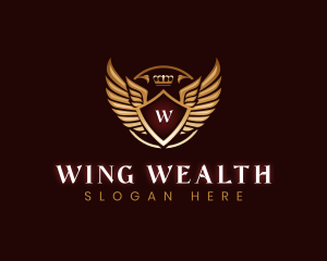 Luxury Shield  Crown Wings logo design