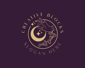 Mystic Floral Hand Moon logo design