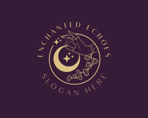 Mystic Floral Hand Moon logo design