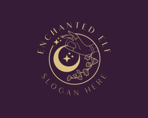 Mystic Floral Hand Moon logo design